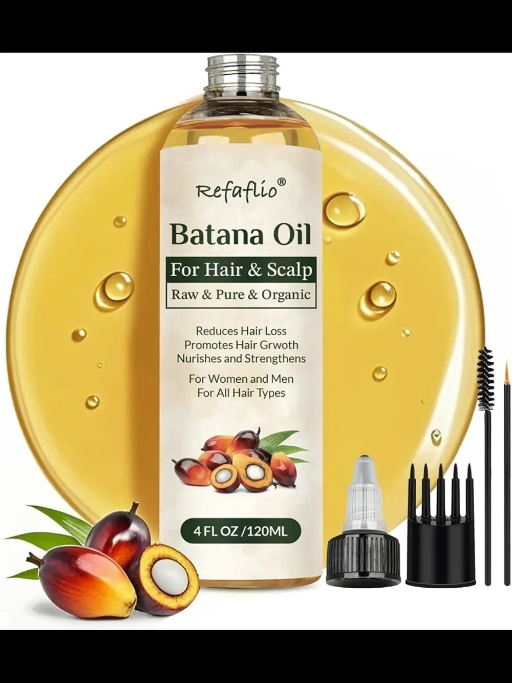 Raw Organic Batana Oil for Hair Growth, Enhances Thickness & Prevents Hair Loss